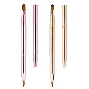 [2 Pack] Lip Brush for Lipstick, Retractable Lip Brushes, Dual-ended Makeup Brush for Lipstick Lip Gloss, Include Lid