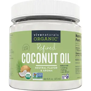 Refined Coconut Oil, 16 fl oz – Expeller-Pressed, USDA Organic, Neutral Flavor & Aroma, Ideal for Cooking, Baking, Hair & Skin Moisturizer