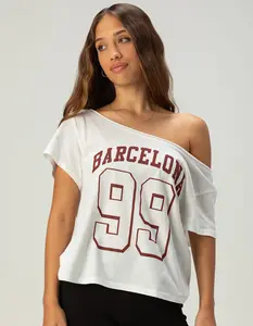 RSQ Womens Barcelona Off The Shoulder Tee
