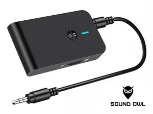 SoundOwl Bluetooth 5.0 Transmitter and Receiver, 3-in-1 Wireless Aux Bluetooth Adapter, Low-Latency Audio Bluetooth Car Adapter, Auto, TV, Home Stereo System