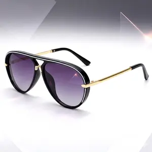 Aviation Sunglasses Women Brand Designer Pilot Sun Glasses Uv400 Simple Fashion Suitable Shades Gold Trim Black Frame Unisex Polarized Large Wrap-Around Geometric Double Beam Contact Lens and Case Vintage Square Gray prism Round