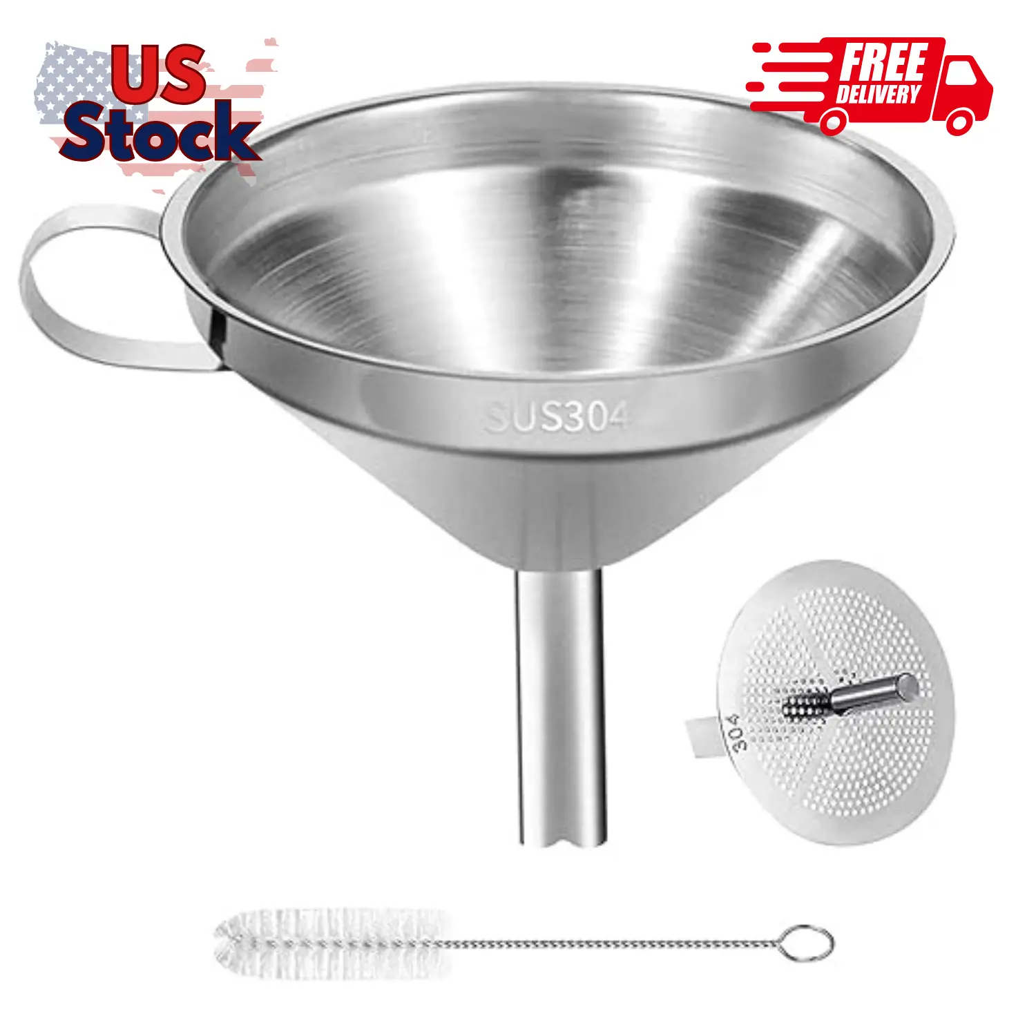 Stainless Steel Kitchen Funnel, 4.3-Inch Stainless Steel Kitchen Funnel, 4.3-Inch