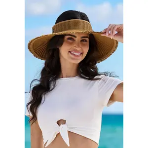 Women's Frayed Coolibar Rolled Packable Braid Visor | Toast