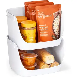 ShelfBin Stacking Pantry Bins, 2-Pack, Stackable Storage Basket Organizers for Kitchen and Cabinet Organization