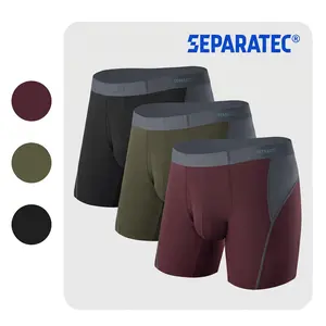 Separatec Men's Boxer Briefs 3-Pack - Separate Pouch, Polyamide-Spandex Fabric, Breathable Mesh, Chafe-Free, Quick-Dry, Waist-Free Band, Cooling Airflow - Athletic Activewear Sportswear Intimates