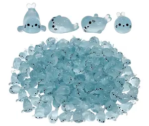 100Pcs Glow in The Dark Mini Seal Figurines Cute Luminous Resin Sea Animals 4 Styles Seal Pup DIY Tiny Ocean Creatures for Fairy Garden Aquarium Decor