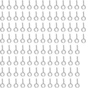 100 count Screw Eye Pins, 12 x 6mm Small Eyelets Screws Stainless Steel Screw Hooks Ring Eye Screws,  Eye Hooks for Decoration Display & Hanging (12 x 6 x 1.4mm, 100 count)