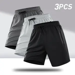 Men's Breathable Shorts 3PCS Set, Casual Sports Shorts with Drawstring, Relaxed Classic Fit for Summer Comfort