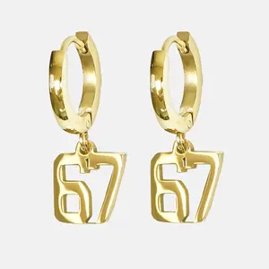 SLEEFS Number Earring Gold Plated Stainless Steel 50–99 Sweat & Water Resistant for Athletes and Style Enthusiasts High-Quality Gold Finish for Active Lifestyle
