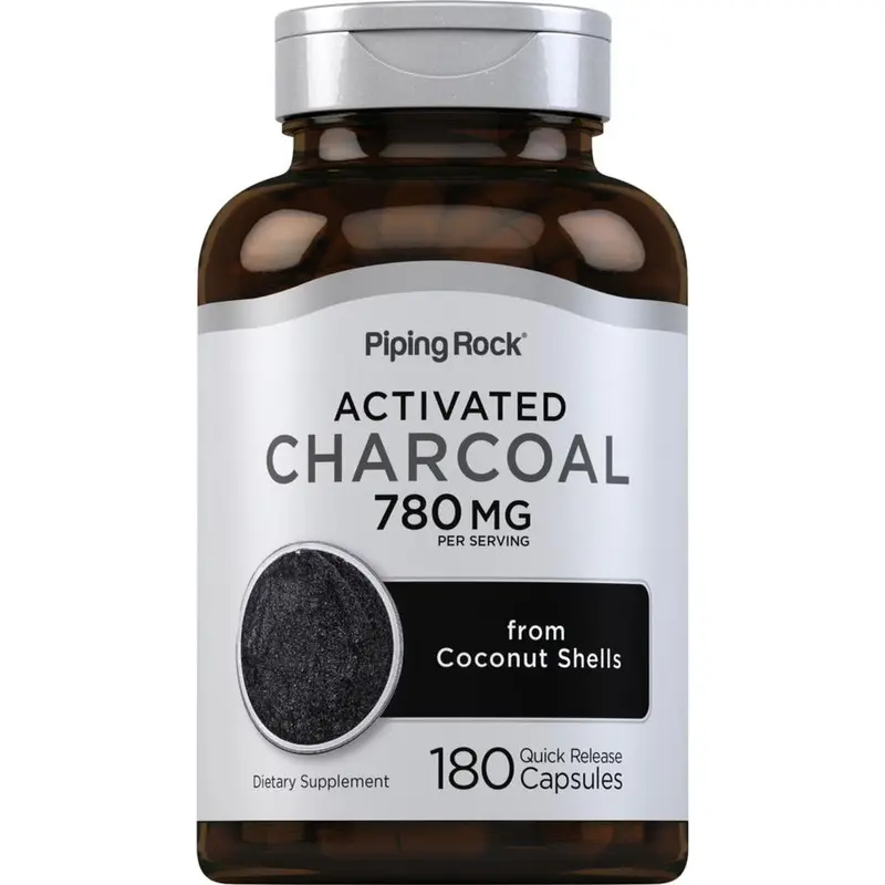 Piping Rock Activated Charcoal Pills | 780 mg | 180 Capsules | from Coconut Shells | Non-GMO, Gluten Free Supplement