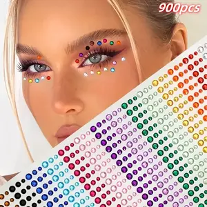 900 Crystal Diamond Stickers in 15 Colors, Face & Body Decoration, Glitter Tattoos, Perfect for Stage Performances, Concerts, Parties & DIY Projects