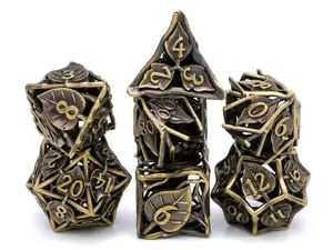 Leaf Metal Hollow DnD Dice Set: 7 Piece Plant Themed RPG Dice