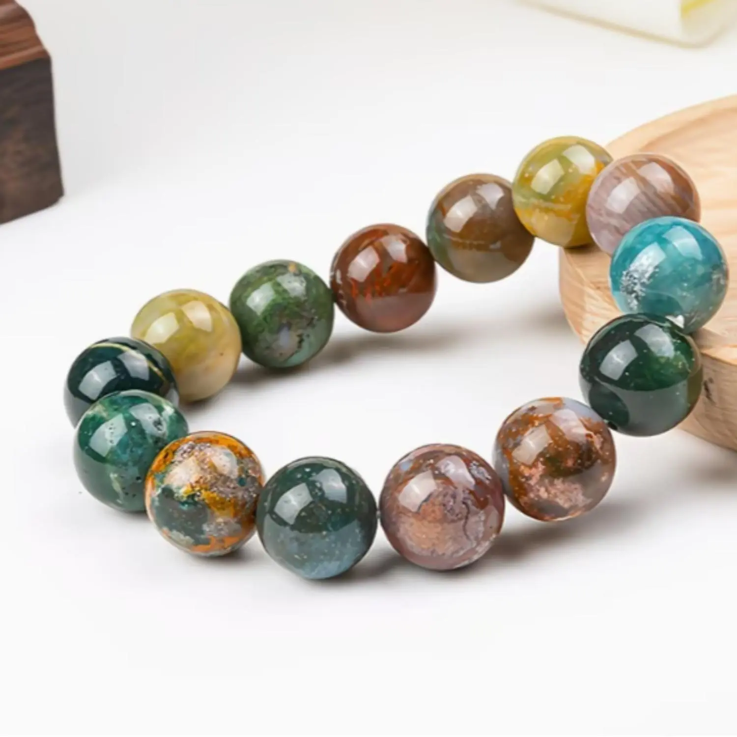 Natural Indian Agate Bracelet | The Stone of Balance and Protection — Handcrafted Beaded Jewelry for Men & Women