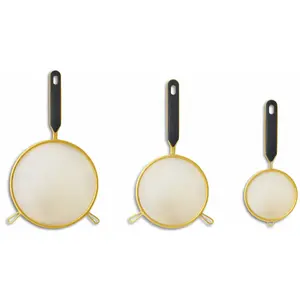 Gold Strainer Set - 3-Piece Kitchen Utensils with Fine Mesh Design for Effective Straining of Sauces and Soups