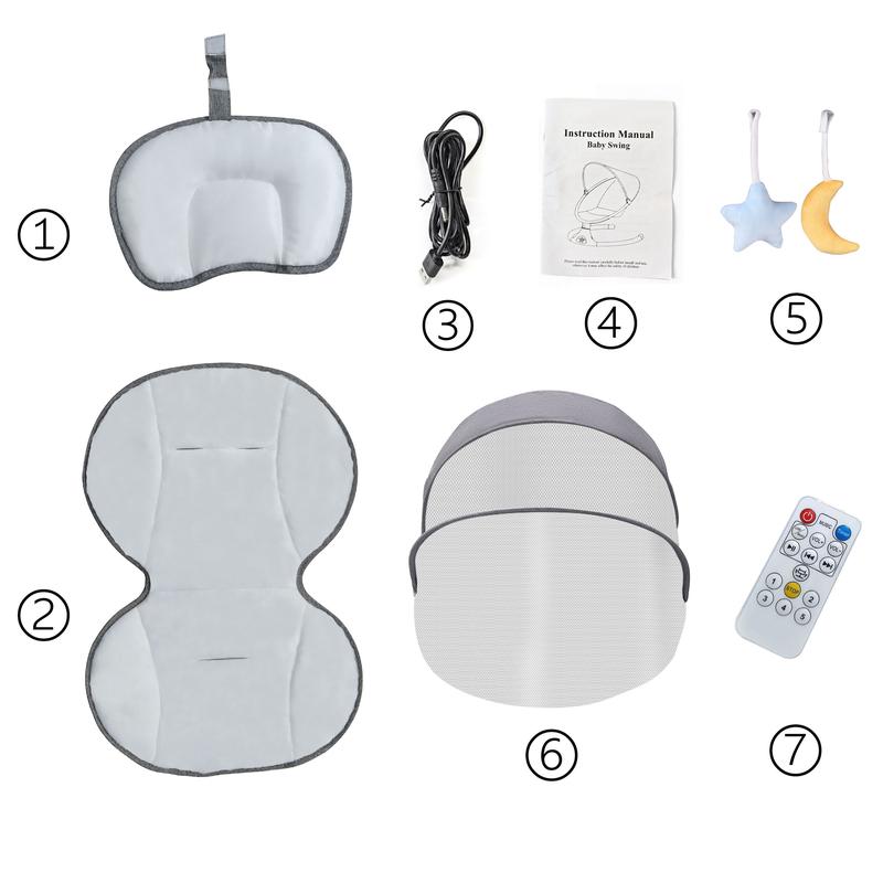 Baby Gift Electric Baby Swing for Infants with 5 Speeds,10 Lullabies,Adjustable Sound Volume,Baby Rocker, Baby Bouncer,Baby Electric Bassinet,Indoor & Outdoor Use,Remote Control,Grey