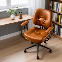 PU Light Brown, Mid Back, Thick Cushion