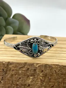 Turquoise Cuff by Harry B. Yazzie, Navajo