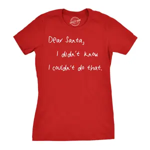 Womens Dear Santa I Didn't Know I Couldn't Do That Funny Christmas T Shirt Funny Womens T Shirts Cute Vintage Fashion Casual Ladies T-Shirt Gift Christmas Tops for Women Women's Novelty Tees Red