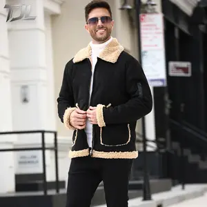 TJL Men's Sherpa-Lined Denim Jacket - Urban Winter Style Classic Coats Stylish Tops Clothes Gamis Long Sleeve Medium Size Tactical Mens Sherpa Fleece Black Casual