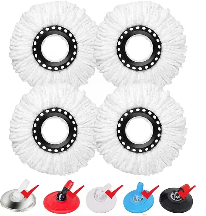 360 Spin White Color Round Custom Microfiber Replace Mop Head Refill for Household Cleaning