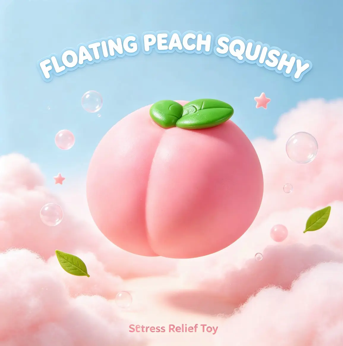 Cute Pink Peach Squishy Toy, Slow Rising Soft Squeeze Fidget Toy, Fruit Shaped Stress Relief Decompression Squishies for Kids Adults