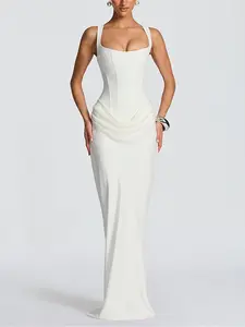 Women's Elegant Backless Square Neck Dress, Pure Color Slim Fit Sleeveless Top, Fall Winter New Fashion, Casual & Stylish Design, Elegant Party Dress