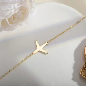 Aircraft Necklace, Light Luxury Fashion Clavicle,  Gold Hypoalleric Adjustable Necklace, Holiday Gift Girls