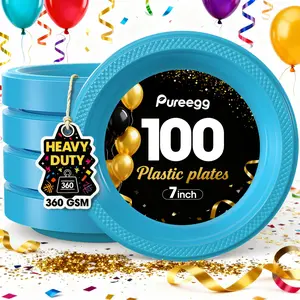 7 Inch Disposable Paper Plates 100 Pack, Party Plates for Birthday, Wedding & Events, Blue/Purple