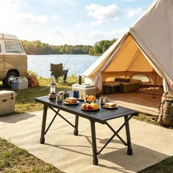 Adjustable Height Folding Camping Table - Modular Aluminum Tactical Design, 220 LBS Capacity, Durable Rust-Proof Picnic Table, Durable Picnic Tables, Rust-Proof Picnic Tables