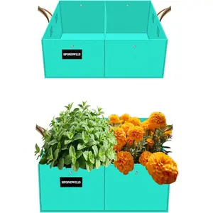 2 Pcs 8 Gallon Rectangle Grow Bags for Growing Vegetables, Reusable Plant Containers for Herbs, Flowers and Fruits, Green