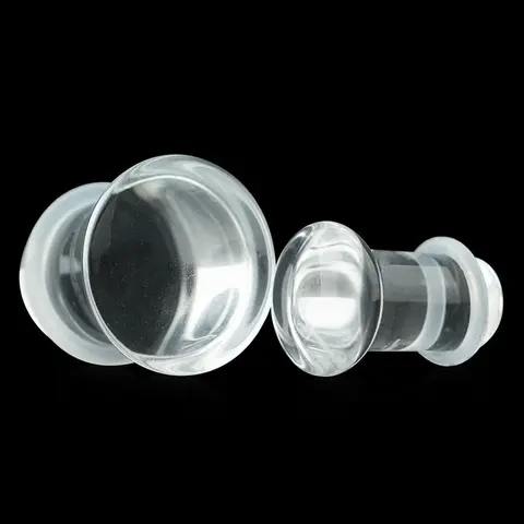 Wearable Jewelry Transparent Glass Single-Flare Plugs, 00g (10mm) & 0 Gauge (8mm) Pair, 2 O-Rings, Neutral Fit, Suitable for School & Multiple Occasions