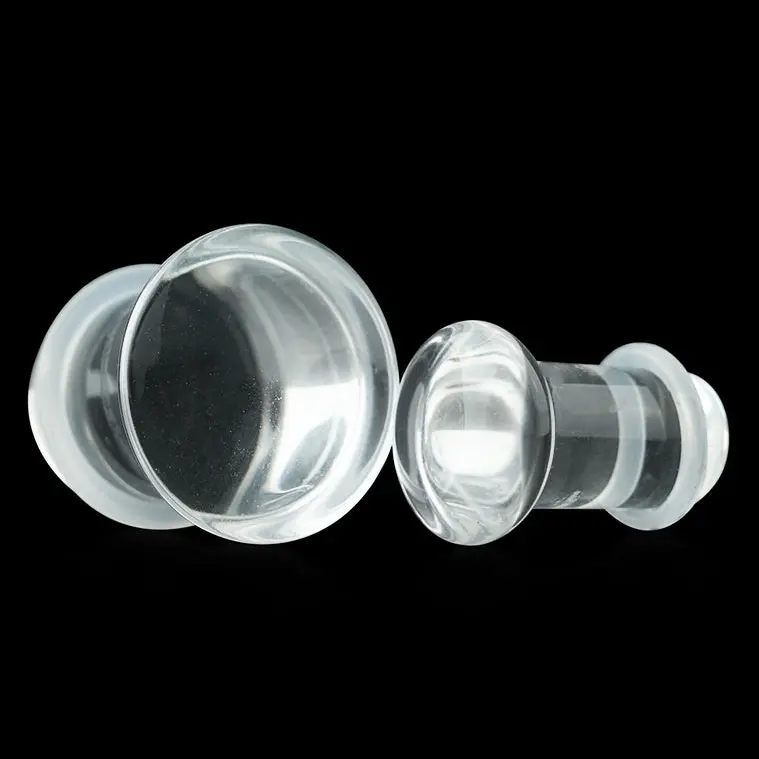 Wearable Jewelry Transparent Glass Single-Flare Plugs - 00g (10mm) Pair, 0 Gauge (8mm) Pair, 2 O-Rings, Neutral Fit, Suitable for School & Daily Occasions
