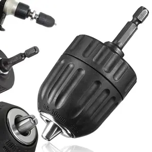 3/8 Inch Drill Chuck Adapter, Keyless 3-Jaw Design Quick Change Converter, Extension Screwdriver Drill Chuck Adapter for Impact Drill Tool, Power Tool Accessories, Hex Shank Drill
