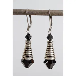 Jet on Silver Earrings