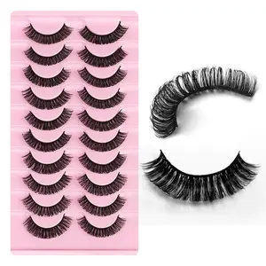 3D Lashes Russian Strip Lash, 10 Pairs Dramatic False Eyelashes Faux Girls Makeup, Fake Eyelash Extension, Doll Eyelashes
