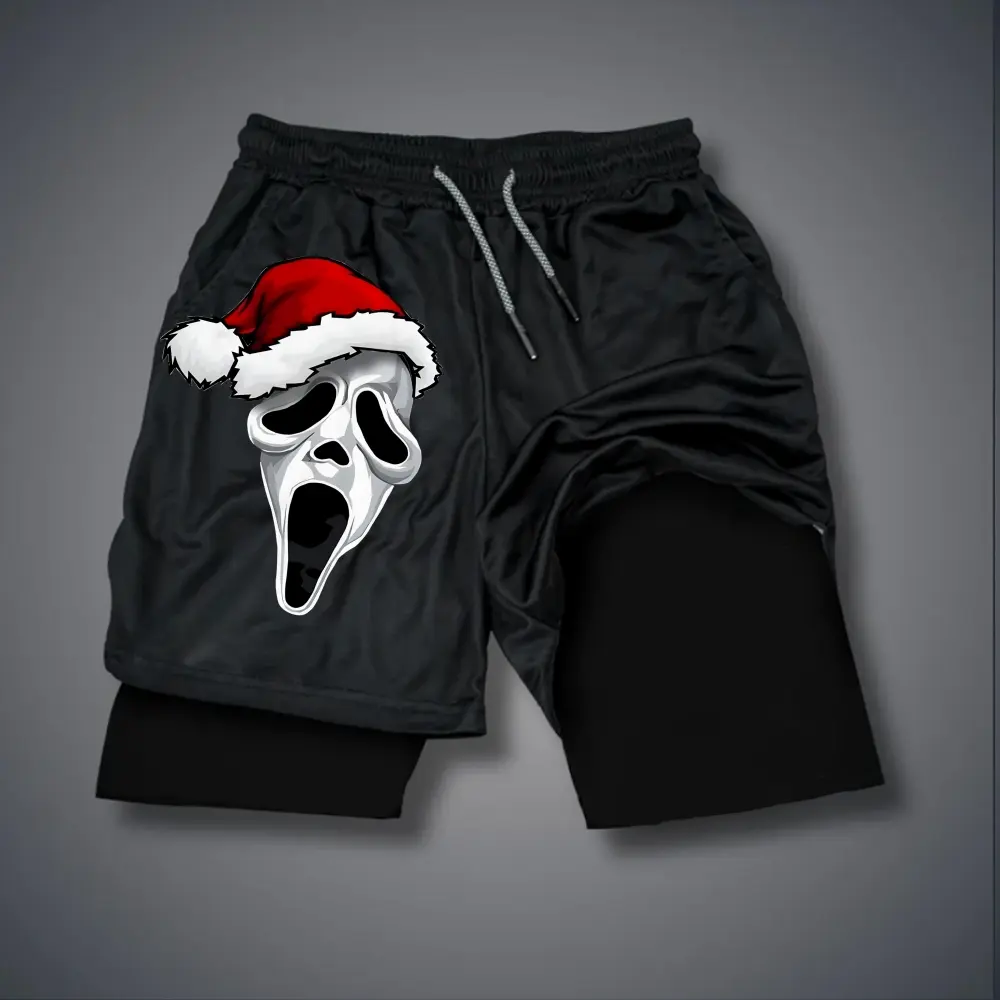 Christmas 80s 90s summer men shorts for men jorts outfit men graphic shorts Double-layer sports shorts Comfortable short shorts summer