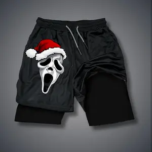 Christmas 80s 90s summer men shorts for men jorts outfit men graphic shorts Double-layer sports shorts Comfortable short shorts summer