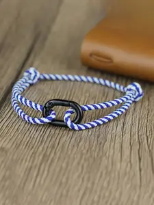 Nautical Style Handmade Dual Color Braided Bracelet, Adjustable Detachable Metal Buckle, Unisex Wristband Jewelry for Friends & Couples, Adjustable Bracelets
