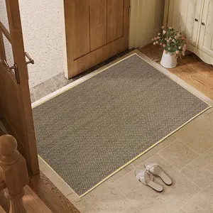 Woven Door Mat Ultra Thin Low-Profile Entryway Rug Absorbent Dirt Trapping Non-Slip Backing Durable Braided Texture Indoor Outdoor Mat for Front Door Kitchen Bathroom