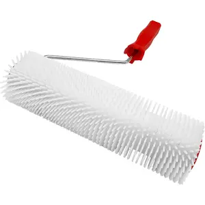 12 Inch Screed Spiked Roller, Latex Self Leveling Spiked Roller for Epoxy, Thread in Handle Screed Compound Roller Bubble Remove Tool (1 Roller + 1 Frame)