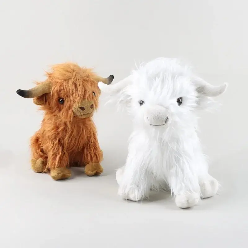 100% Brand New Highland Cow Plush Set - 2 Styles Fluffy Scottish Cattle Stuffed Animal, Decorative Plush Stuffed Toys, Cute Farm Toy Gift for Kids (1 size), One Size, Fluffy Stuffed Toys