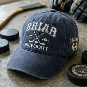 Briar University Hawks Team Embroidered Hat, Off Campus Baseball Cap, Hockey Romantic Movie College Appare