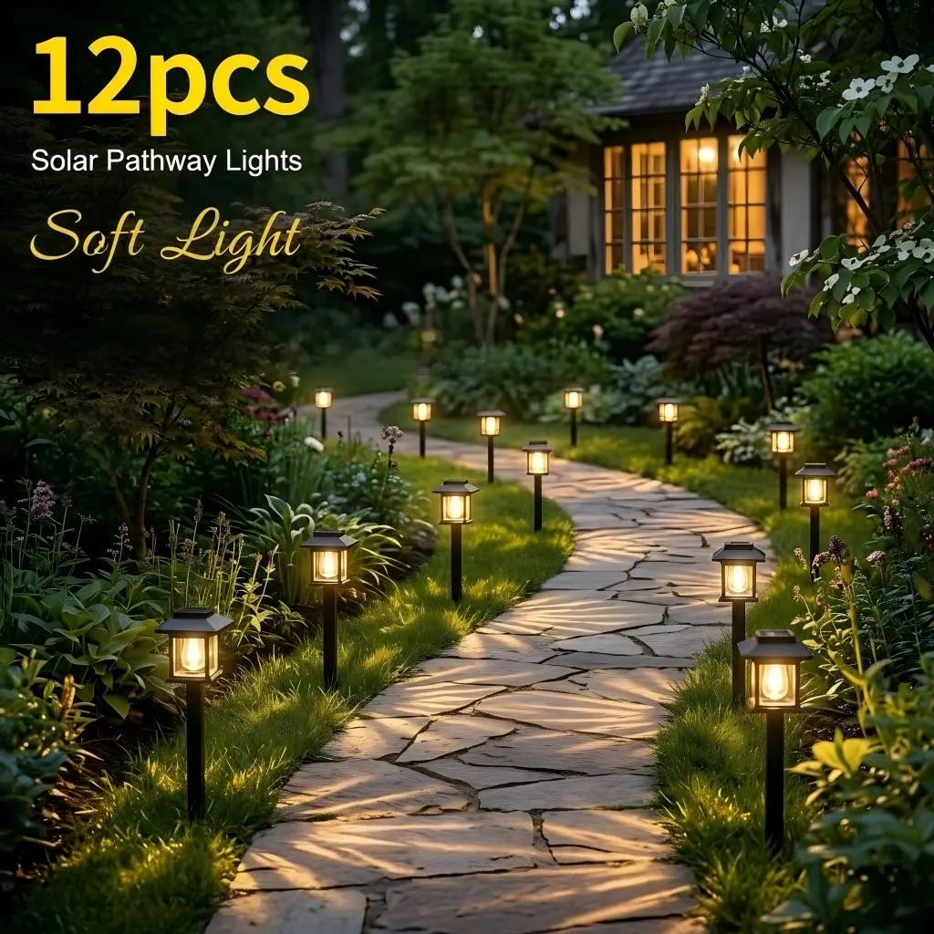 【GLEAM】12/6 Pack Solar Lights Outdoor Waterproof, LED Solar Garden Lights, Outdoor Decorations, Garden Decor for Yard, Patio, Landscape, Planter, Walkway