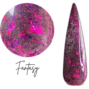 Fantasy- dip powder, foil dip powder, valentines nails, Vday nails