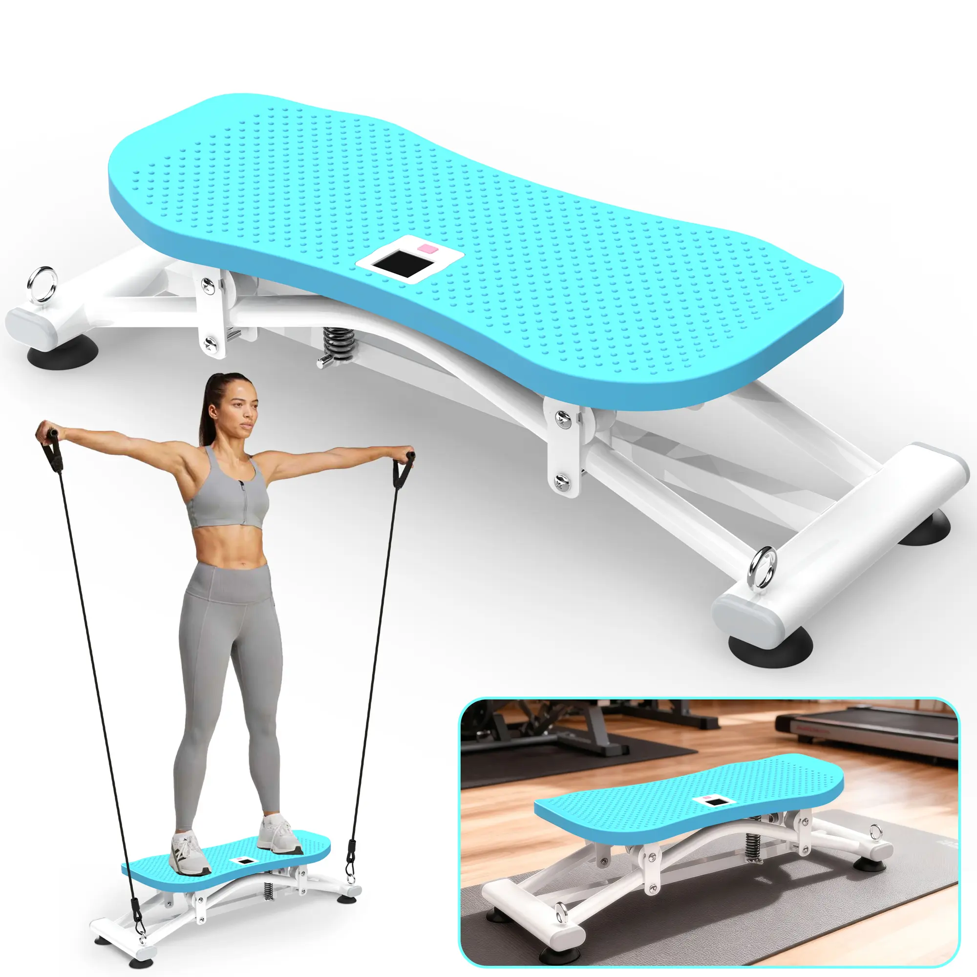 Mersco Sliding Ski Simulator, Functional Indoor Skiing for Home Gym Cardio Workouts, with Resistance Bands for Strength Training, Compact Design with Sturdy Support, 300 Lbs Capacity