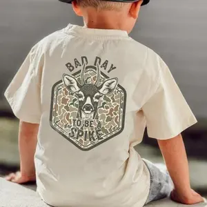 Camo Buck Deer Shirt for Youth, Teach a Boy to Hunt Toddler Tee, Christmas Gift, Fall Hunting Tee, Bad day to be a Spike, Hunting Shirt Design