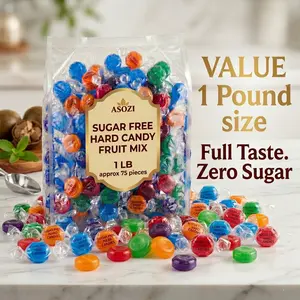 Sugar Free Hard Candy Fruit Mix 1LB - Zero Sugar Candy, Individually Wrapped - Ideal for Low-Sugar Diets - Perfect Candy for Goodie Bags, Parties, Holiday Treats, Diabetic-Friendly, Low-Sugar Snack by ASOZI