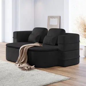 [SOIYELIFE] 75''2-in-1 Foldable Sofa,Convertible Sleeper Foam Sofa Bed with Multi Functional Blanket, Chenille Floor folding sofa bed,  Floor Sofa Lounge Sofa for Living Room Bedroom Lounge Studio Fine furniture couches