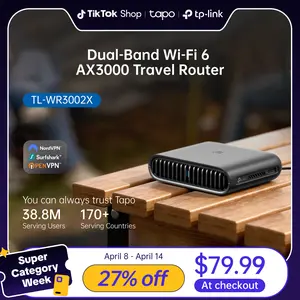 TP-Link Dual-Band Wi-Fi 6 AX3000 Travel Router TL-WR3002X Portable 2.5G Multi-Gig Connectivity 2402 Mbps Speed 1x 2.5 Gbps WAN Port 1x Gigabit LAN Port Modem Wifi Network Adapter Repeater Extender Portable