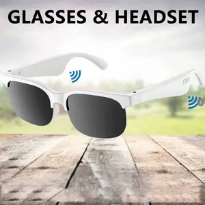 ANKRIYUL 2-In-1 wireless Sunglasses Smart Headphone White Frame and Black Mirror Glasses Earphone For Outdoor Sport Hiking Cyclying